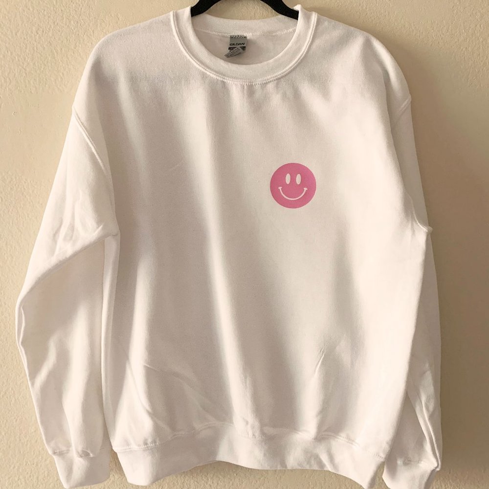 Ivory long sleeve front & back printed fleece sweatshirt